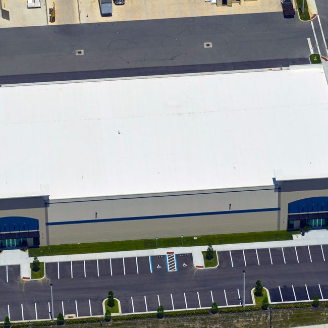 a warehouse with a TPO roof