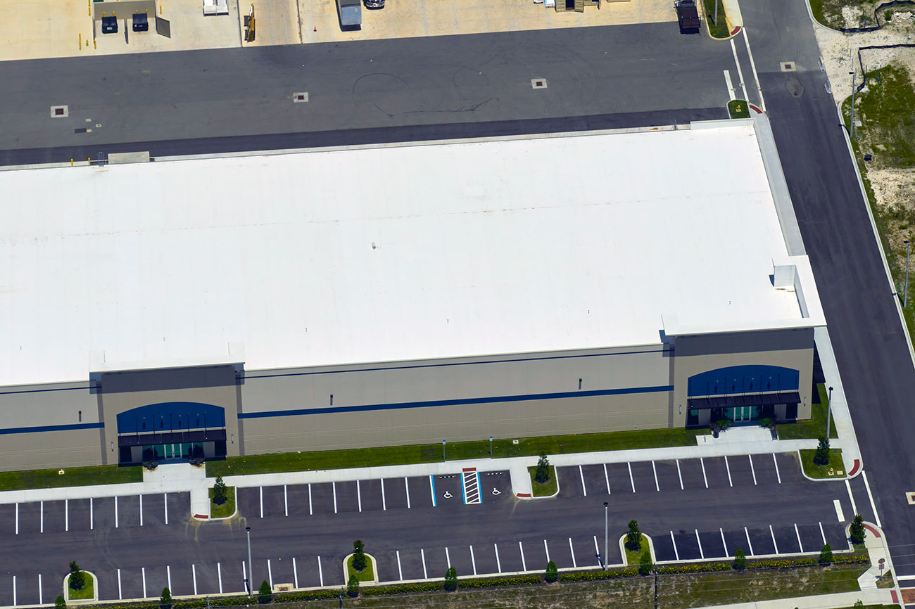 a warehouse with a TPO roof